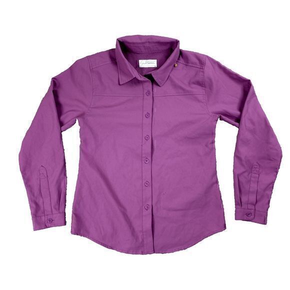 Gander Mountain Guide Series Women's Shirt Purple Button Up Roll Tab Size Medium - Picture 1 of 8